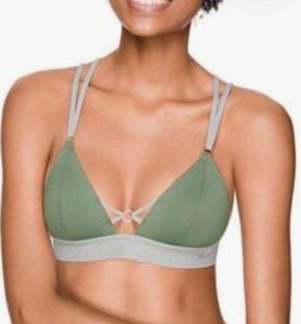 Victoria's Secret PINK Bralette Triangle Strappy Green Gray Large